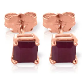 0.8 Carat 14K Solid Rose Gold Caress Ruby Stud Earrings