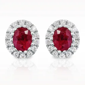 0.91ct Ruby And Diamond White Gold Earrings