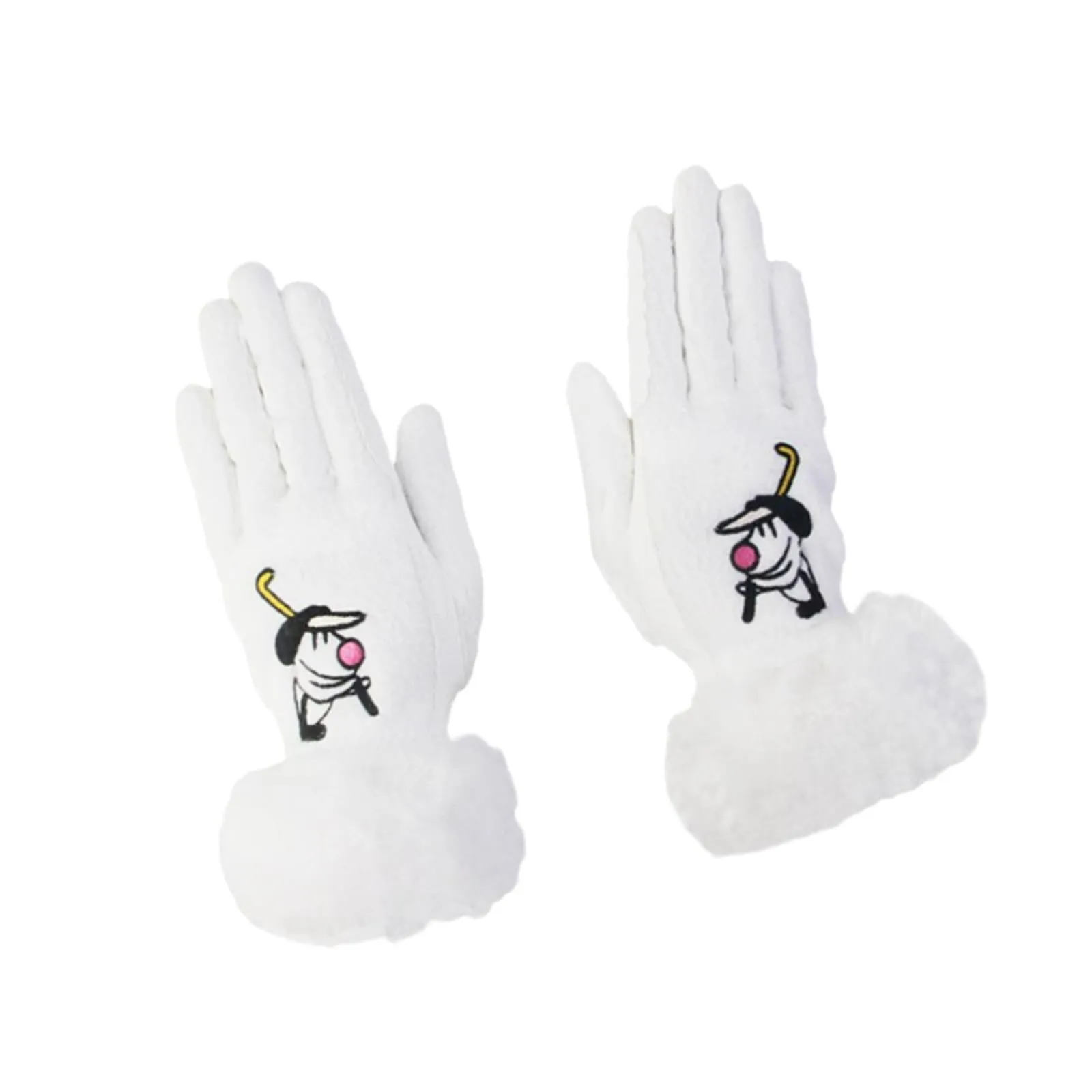 1 Pair of Golf Gloves Winter Training Gloves Mitts for Fishing Biking Hiking White 21