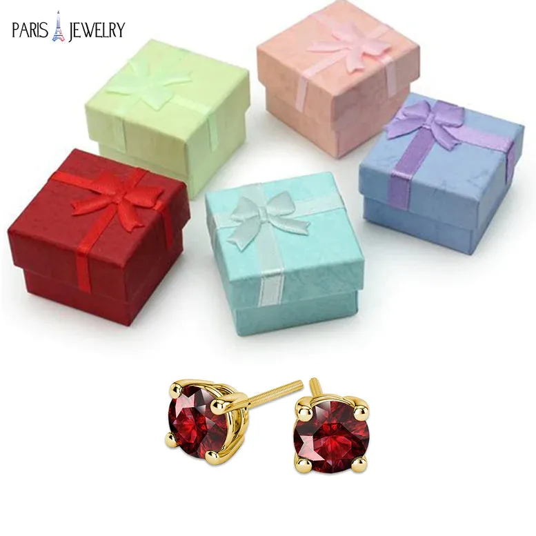 10k Yellow Gold Plated 4 Ct Round Created Ruby Stud Earrings