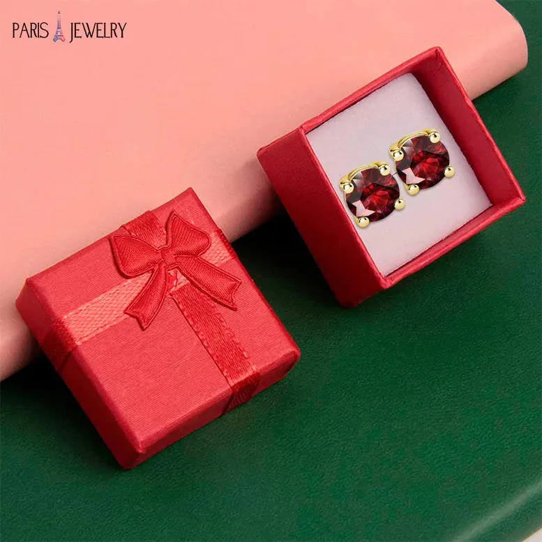 10k Yellow Gold Plated 4 Ct Round Created Ruby Stud Earrings