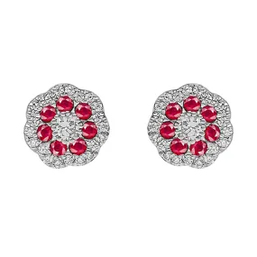 10Kt White Gold Diamond 1/4Ctw & Ruby 3/8Ctw Earring