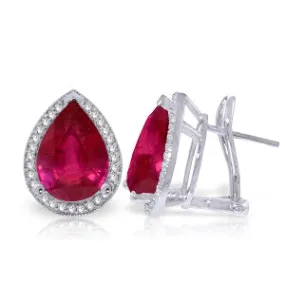 11.02 Carat 14K Solid White Gold French Clips Earrings Diamond Ruby