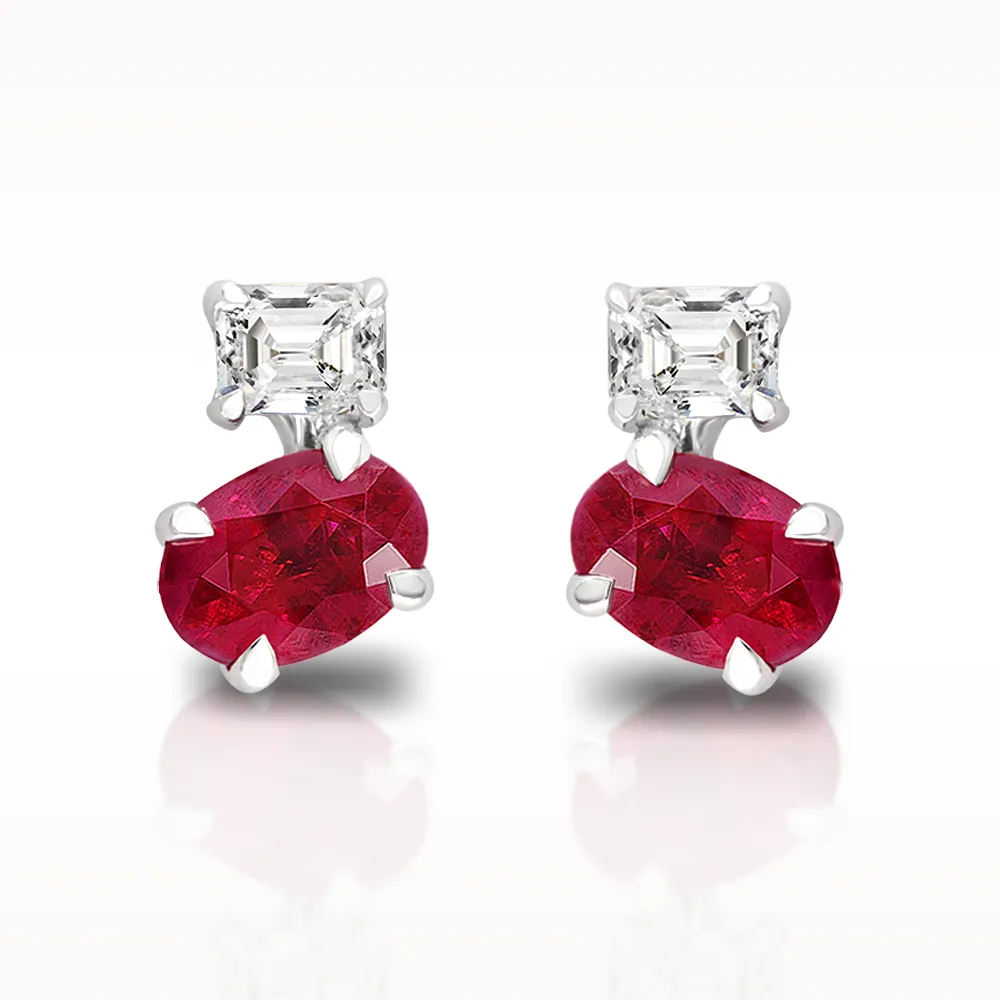 1.26ct Ruby And Diamond White Gold Earrings