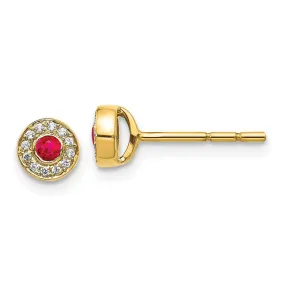 14k Diamond and Ruby Post Earrings