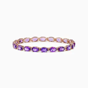 14K Rose Gold Amethyst and Diamond Bracelet