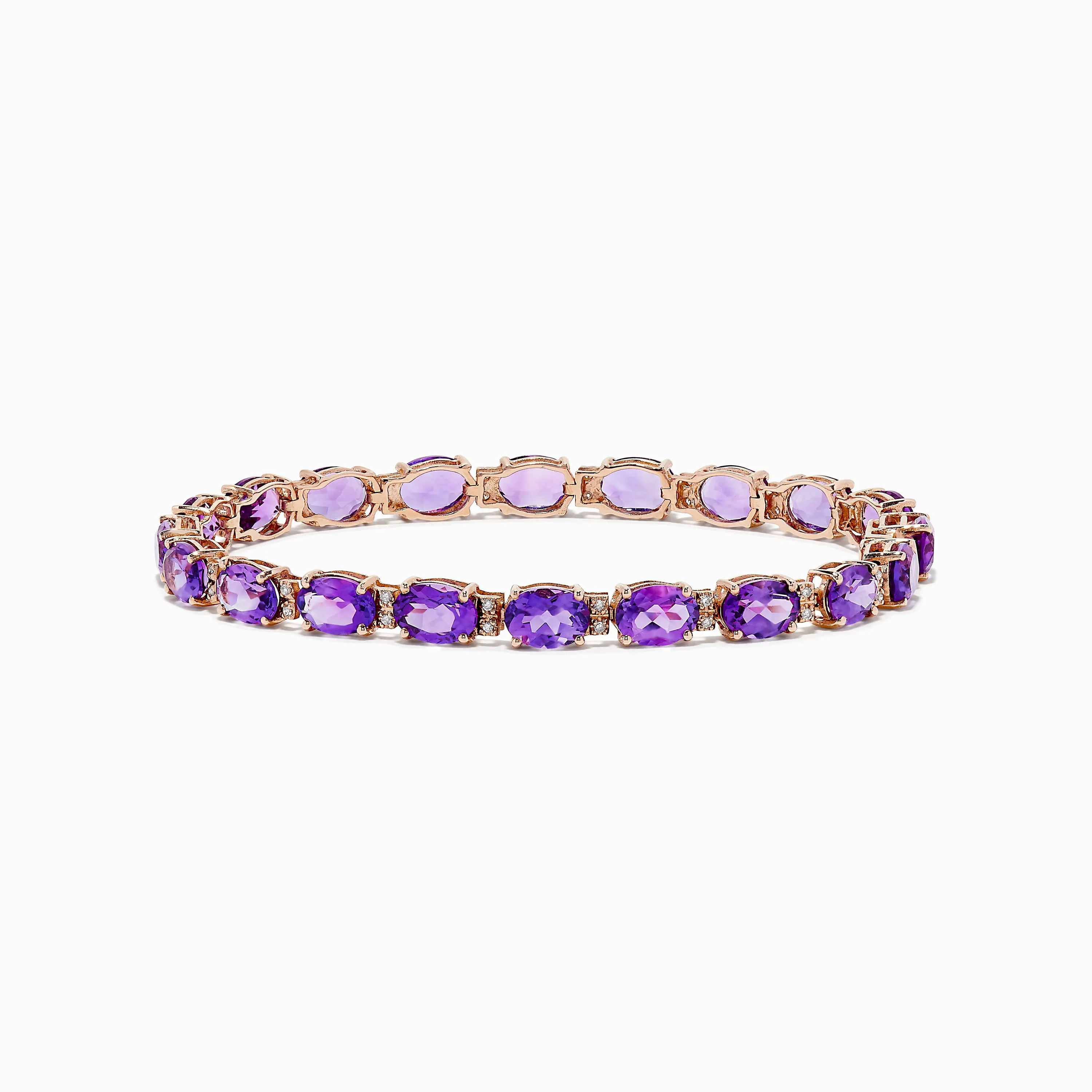 14K Rose Gold Amethyst and Diamond Bracelet