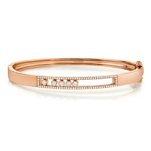 14K Rose Gold Diamond Slider Bangle