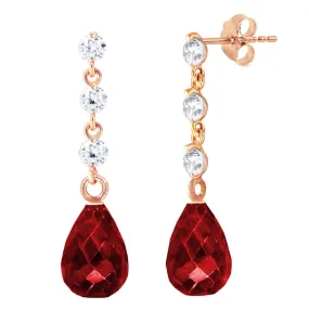 14K Solid Rose Gold Diamond & Ruby Certified Earrings