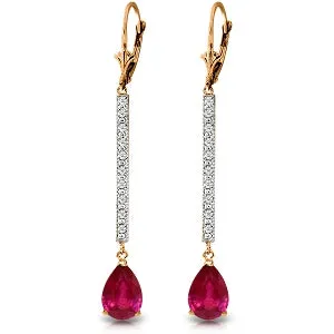 14K Solid Rose Gold Diamond & Ruby Earrings