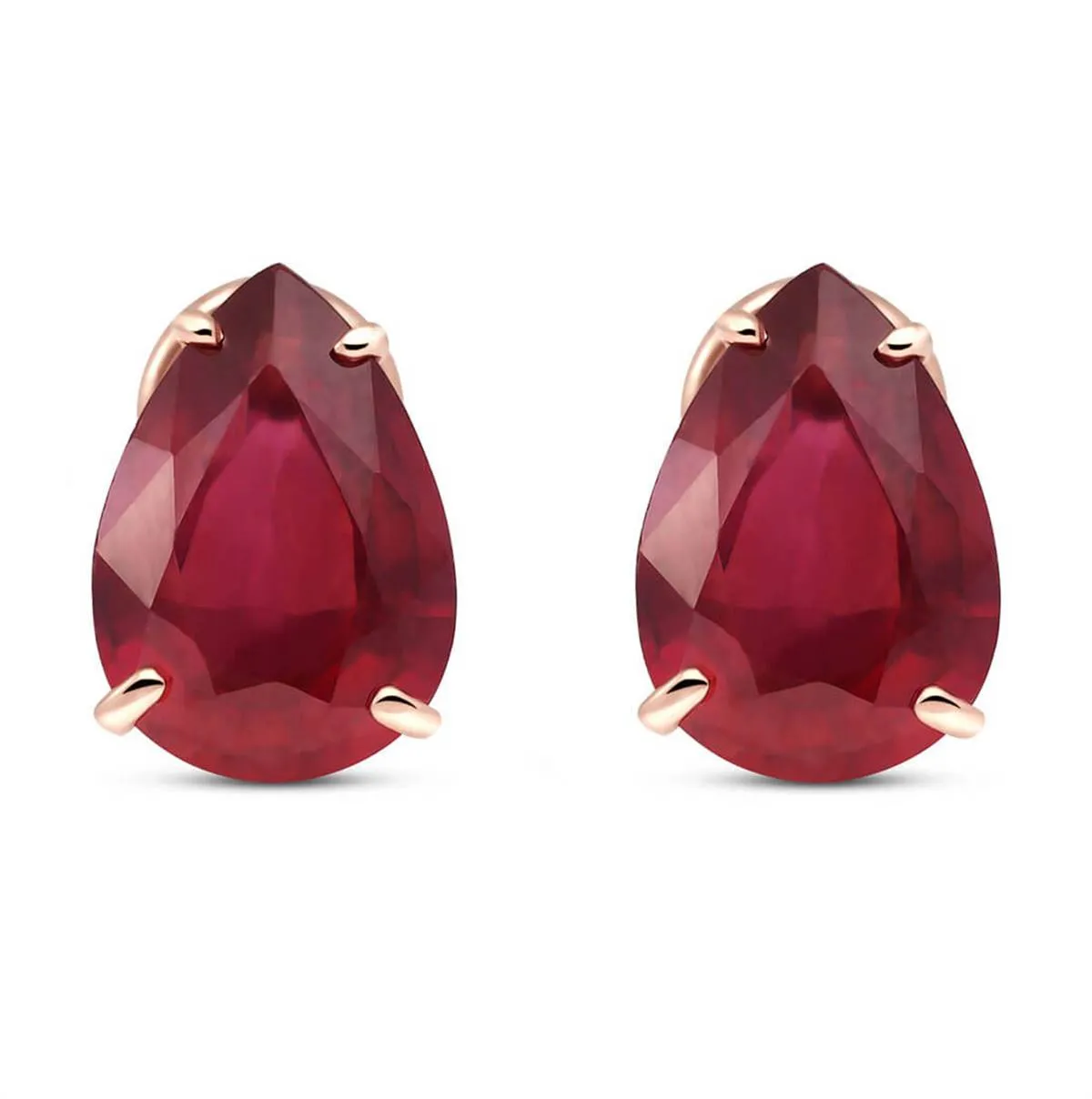 14K Solid Rose Gold French Clips Natural Ruby Earrings Certified