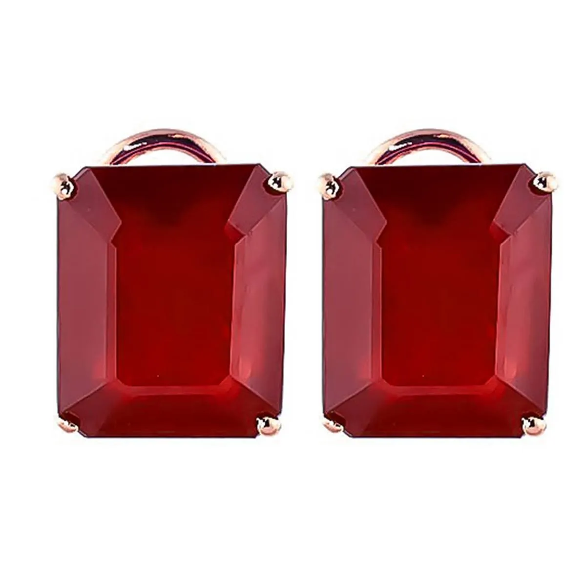 14K Solid Rose Gold French Clips Natural Ruby Earrings Jewelry