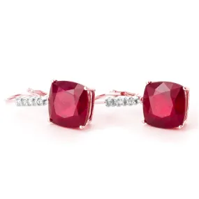 14K Solid Rose Gold Leverback Earrings Diamond & Ruby Certified Class Imperial