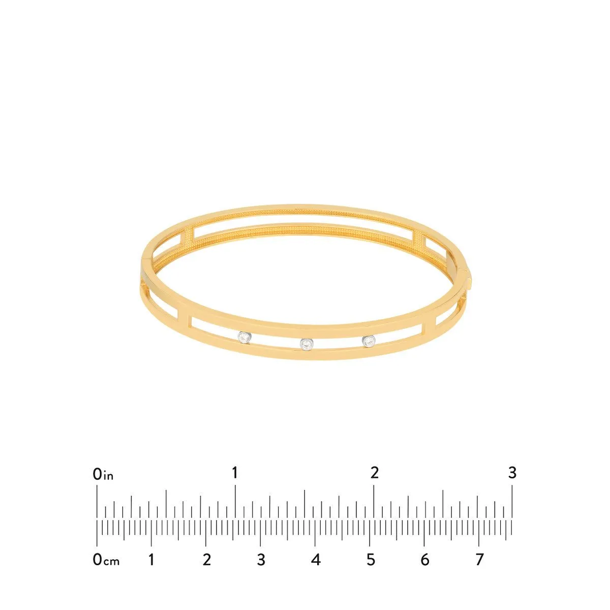 14K Two-Tone Gold Diamond Bezel Open Bangle