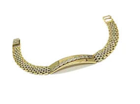 14k White and Yellow Gold Panther Bar Bracelet with Diamonds