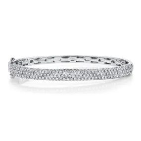 14K White Gold Diamond Pave Thin Bangle