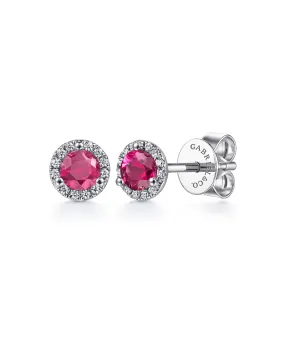 14K White Gold Ruby Stud Earrings