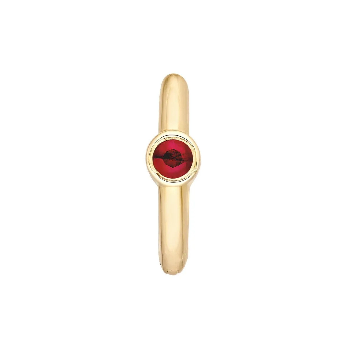 14K Yellow Gold Ruby Bezel Mini Hoops