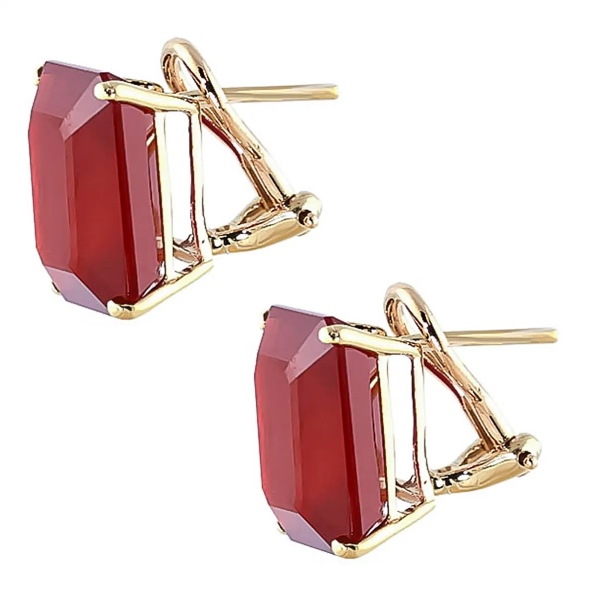 15 Carat 14K Solid Yellow Gold French Clips Earrings Natural Rubies