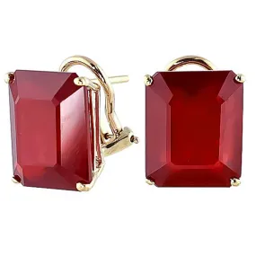 15 Carat 14K Solid Yellow Gold French Clips Earrings Natural Rubies