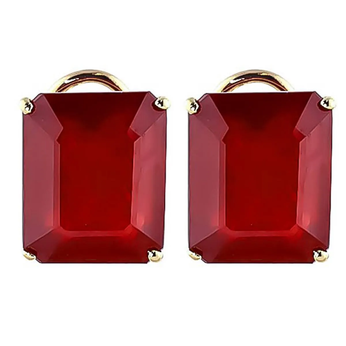 15 Carat 14K Solid Yellow Gold French Clips Earrings Natural Rubies