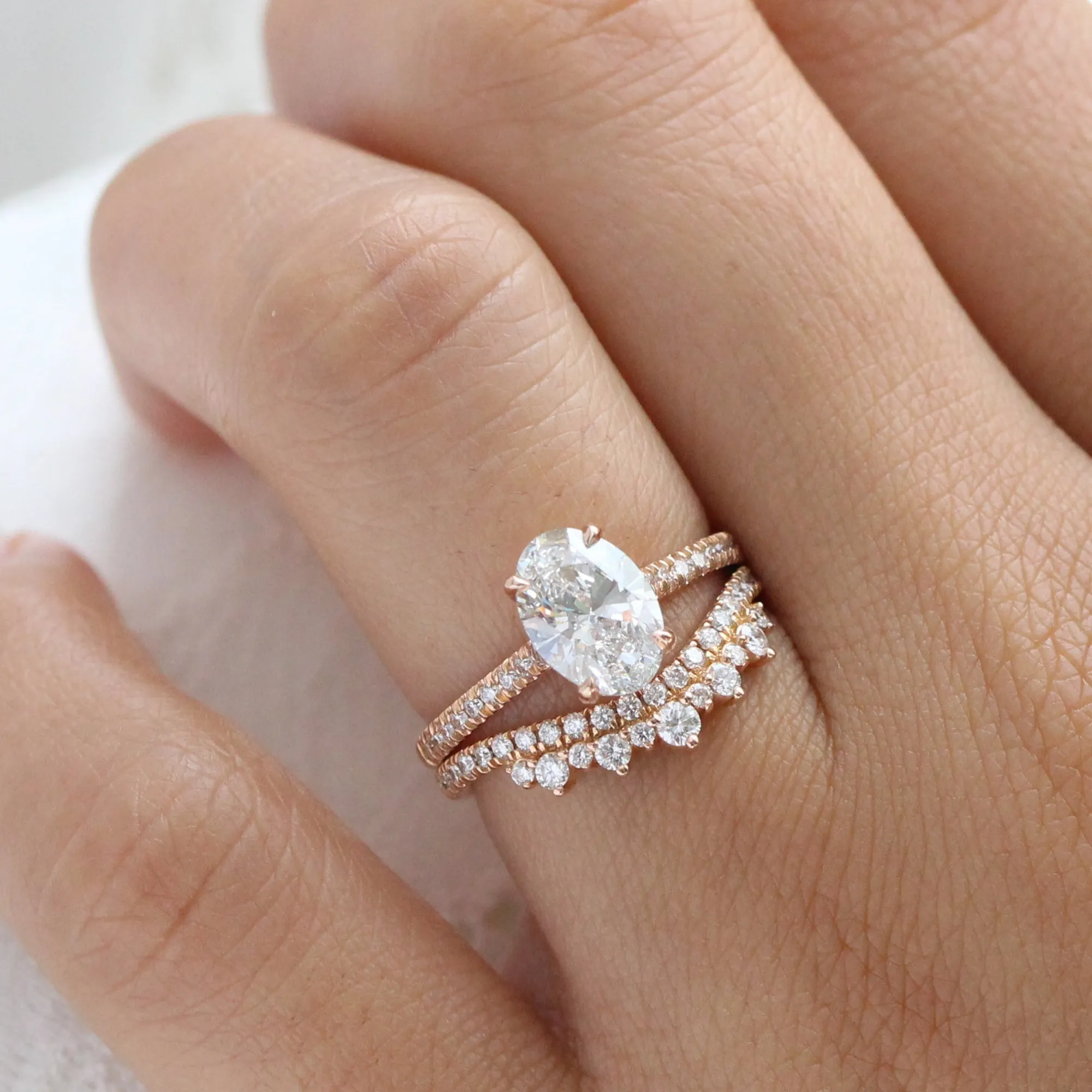 1.70 Ctw Oval Lab Diamond Ring w/ Natural Diamonds in Solitaire Pave Ring