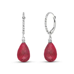 17.7 Carat 14K Solid White Gold Leverback Earrings Diamond Ruby