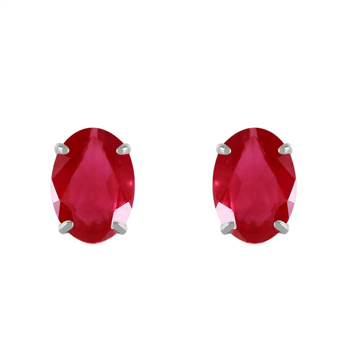 1.8 Carat 14K Solid White Gold Stud Earrings Natural Ruby