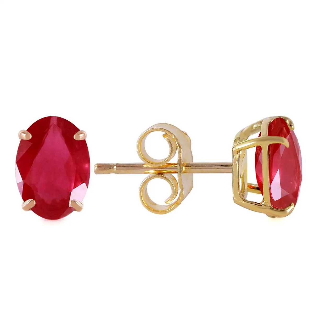 1.8 Carat 14K Solid Yellow Gold Stud Earrings Natural Ruby