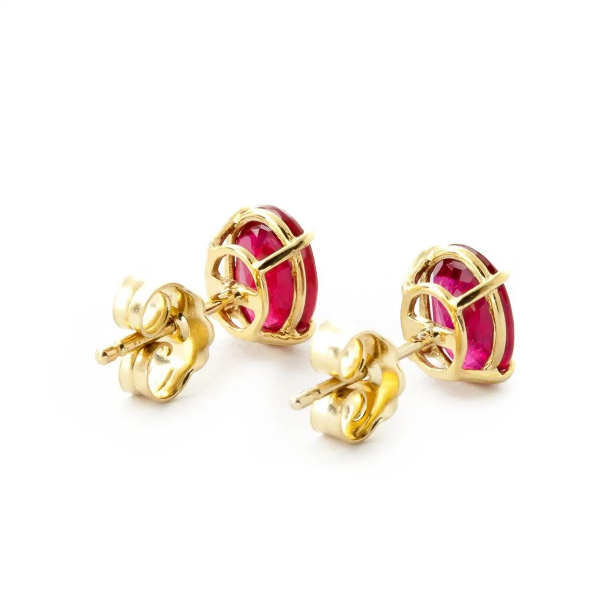 1.8 Carat 14K Solid Yellow Gold Stud Earrings Natural Ruby