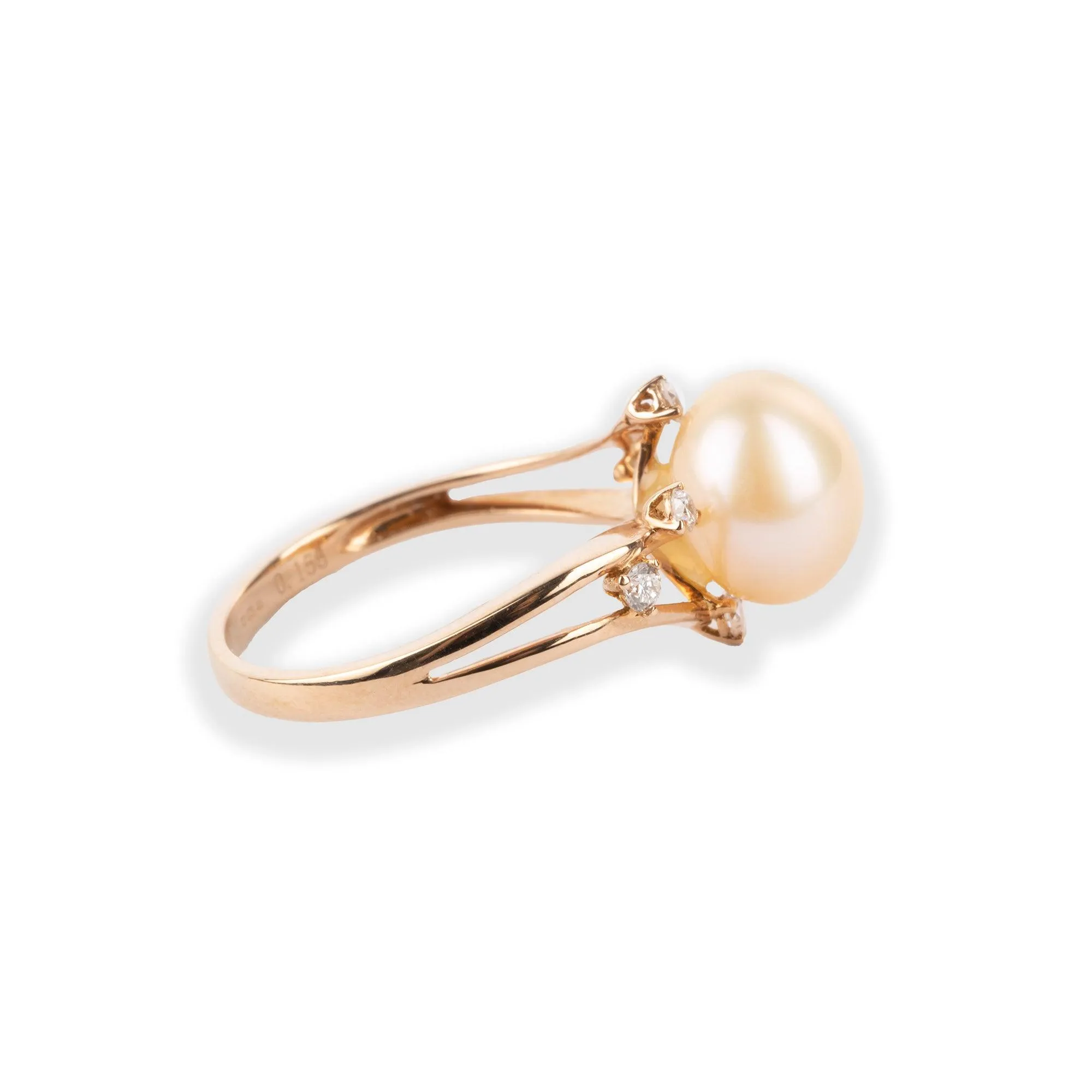 18ct Rose Gold Diamond & Cultured Pearl Dress Ring A-R36580-3027