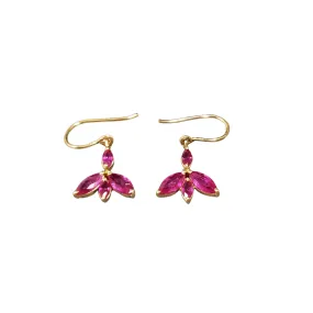 18k Gold Natural Ruby Earrings Marquise Shape