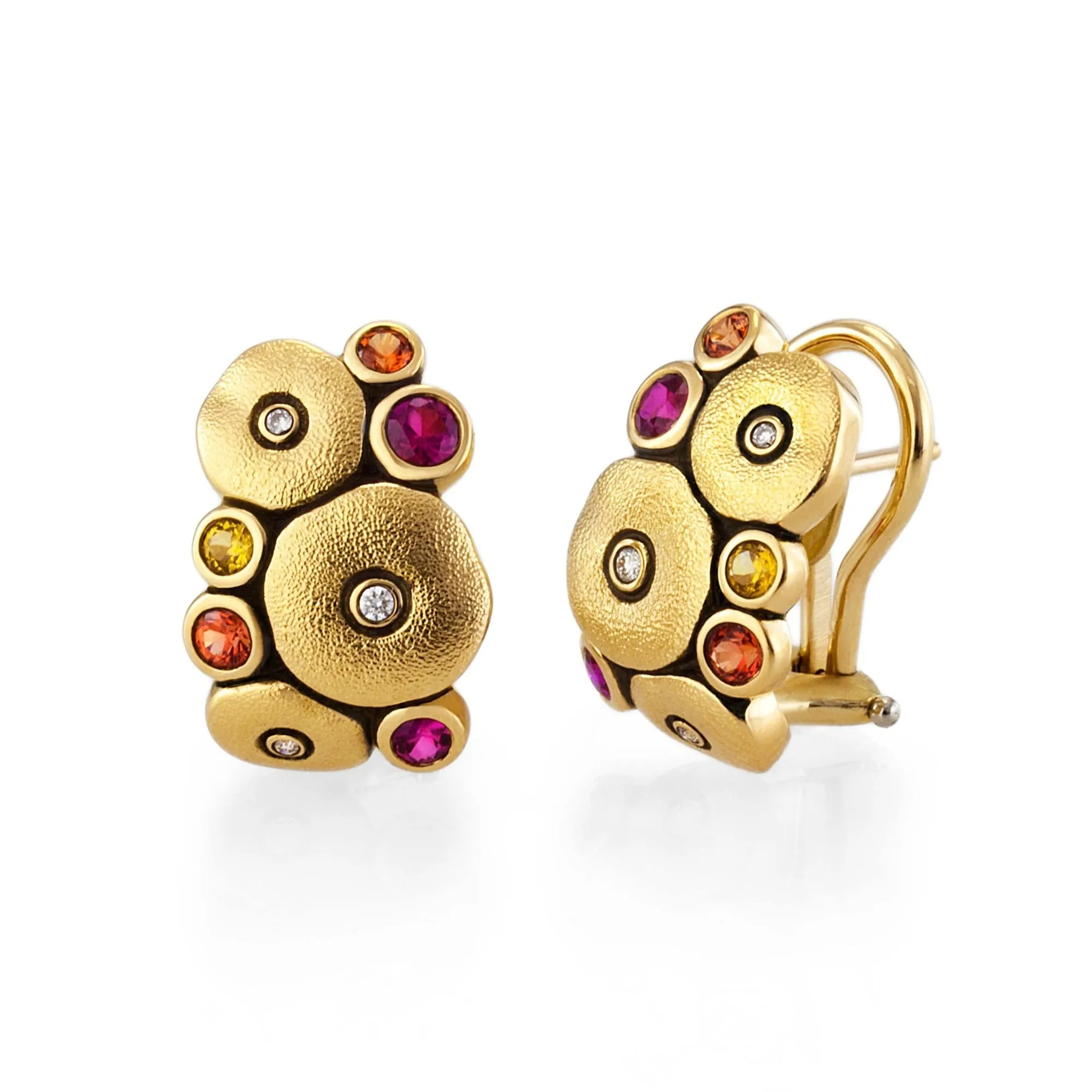 18K Orchard Ruby Sapphire & Diamond Earrings - E-100S(FIRE)