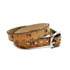 (20% Off) Bracelet - Lg - Double Wrap Natural Leather Tape Measure by Sandpoint Laser Works