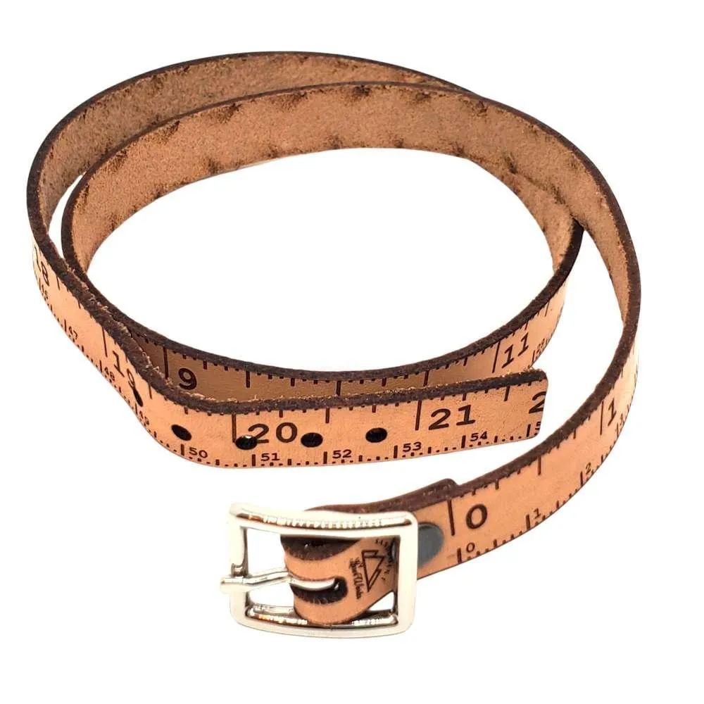 (20% Off) Bracelet - Lg - Double Wrap Natural Leather Tape Measure by Sandpoint Laser Works