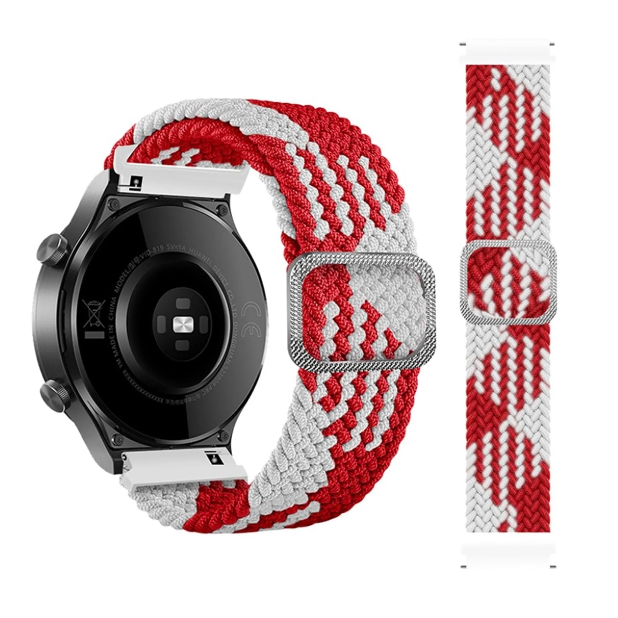 20mm Samsung Galaxy Watch Active 2 - 40mm / Watch (42mm) braid pattern watch strap - Red / White