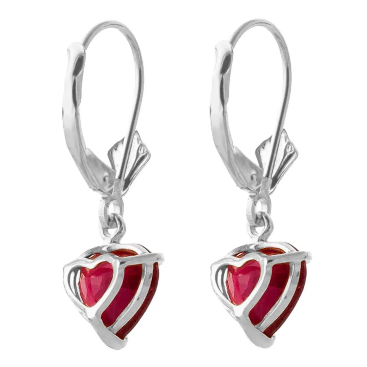 2.9 Carat 14K Solid White Gold Journey Of Hope Ruby Earrings