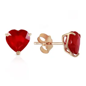 2.9 Carat 14K Solid Yellow Gold Stud Earrings Natural Heart Ruby