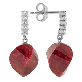 30.65 Carat 14K Solid White Gold Earrings Diamond Ruby