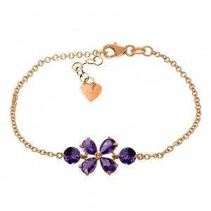 3.15 Carat 14K Solid Rose Gold Bracelet Natural Amethyst