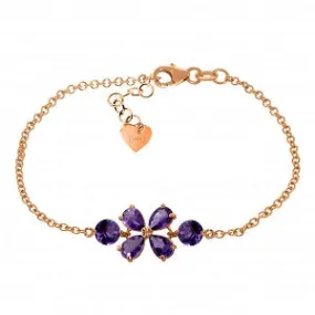 3.15 Carat 14K Solid Rose Gold Bracelet Natural Amethyst