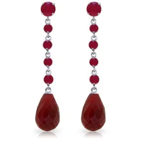 31.6 Carat 14K Solid White Gold Red Daylight Ruby Earrings