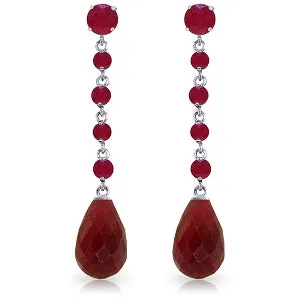 31.6 Carat 14K Solid White Gold Red Daylight Ruby Earrings