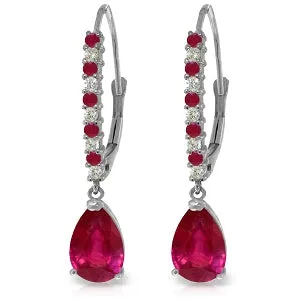 3.35 Carat 14K Solid White Gold Discover Your Strength Ruby Diamond Earrings