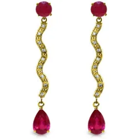 4.35 Carat 14K Solid Yellow Gold Earrings Natural Diamond Ruby