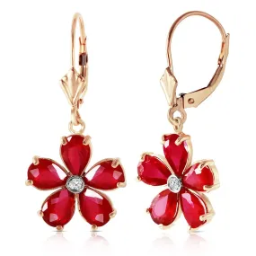 4.43 Carat 14K Solid Yellow Gold Leverback Earrings Ruby Diamond