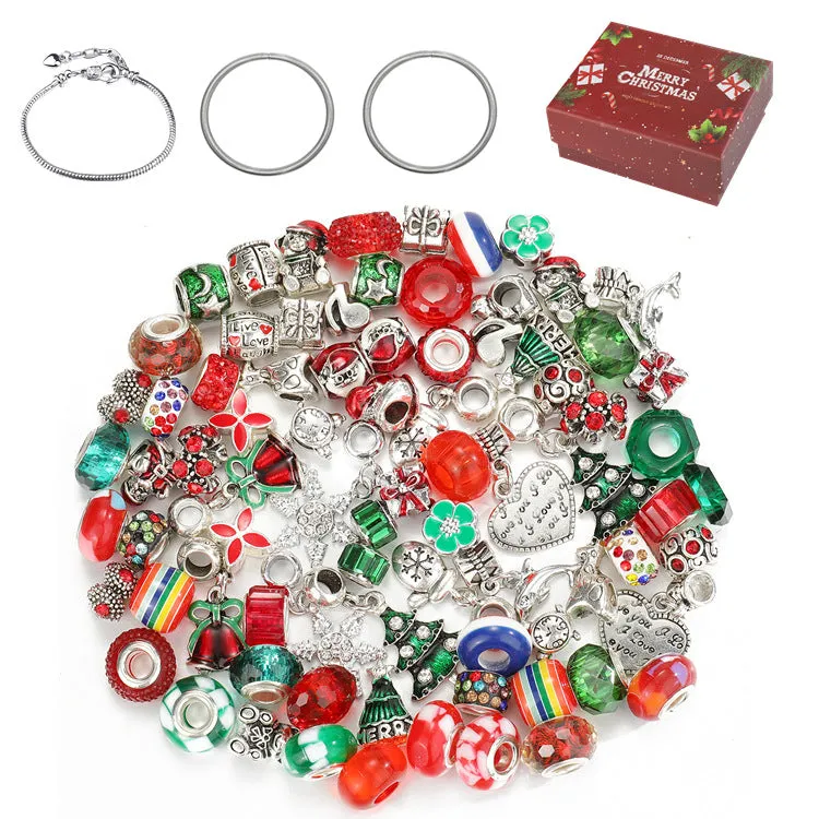 63pcs Christmas DIY Bracelet Kit with Beads & Charms