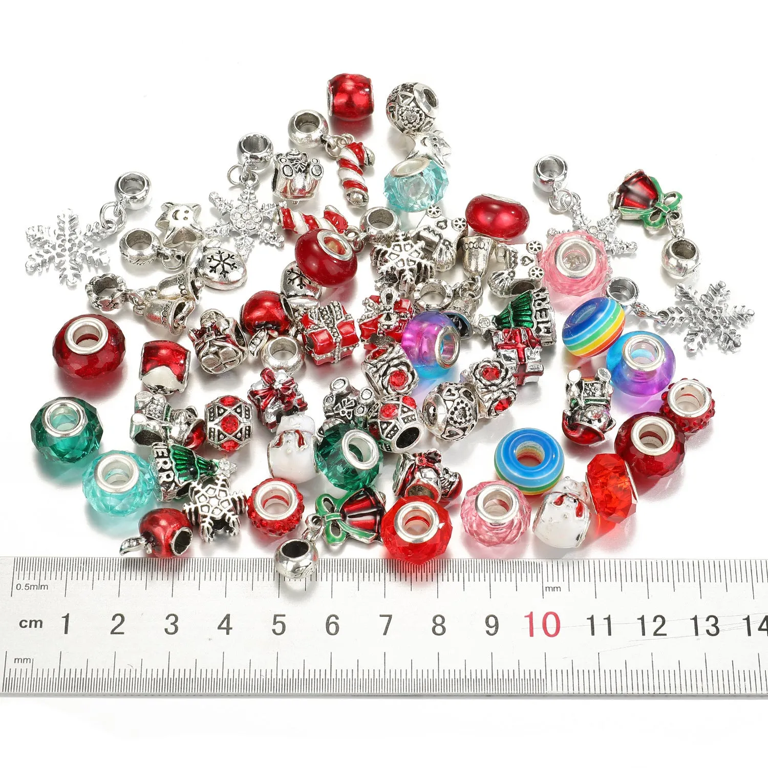 63pcs Christmas DIY Bracelet Kit with Beads & Charms