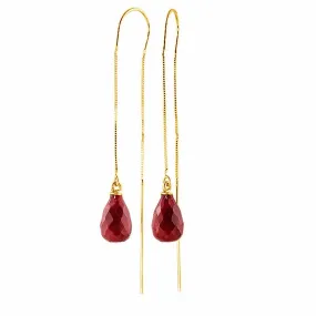 6.6 Carat 14K Solid Yellow Gold Threaded Dangles Earrings Ruby