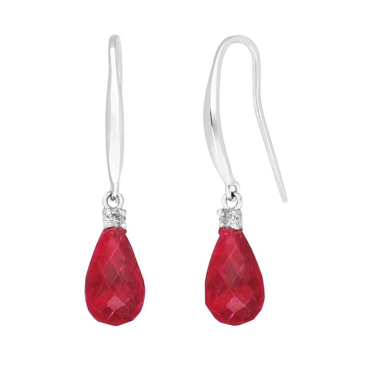 6.7 Carat 14K Solid White Gold Ruby Diamond Earrings